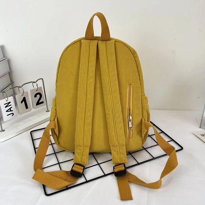 Женский вельветовый рюкзак Зима 2024 - Японский повседневный, Универсальный, Стиль мягкой девушки для путешествий и шопинга