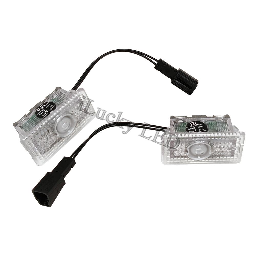 2Pcs Fashion LED Car Door Welcome Light Logo Projector for Tesla Model 3/Y 24-25 Model 3 17-23 Model Y 21-24
