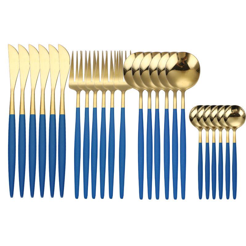 24 шт., черный западный набор столовой посуды, набор столовых приборов из нержавеющей стали, вилка, нож, ложка, набор столовых приборов, набор столовых приборов, набор столовых приборов