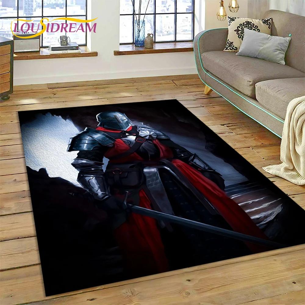 Мультфильм 3D Крестоносцы Тамплиер Черный Рыцарь Ковер для Дома Гостиная Спальня Диван Коврик Декор, Детский Коврик Нескользящий Коврик