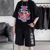 Костюм Кайсен, летний комплект с принтом, уличная одежда, топ с короткими рукавами, футболка, шорты на шнуровке, повседневные костюмы из двух предметов