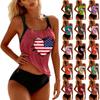 Модный Женский Сексуальный Бикини Пляжный Комплект из Двух Частей с Принтом Флага Купальник