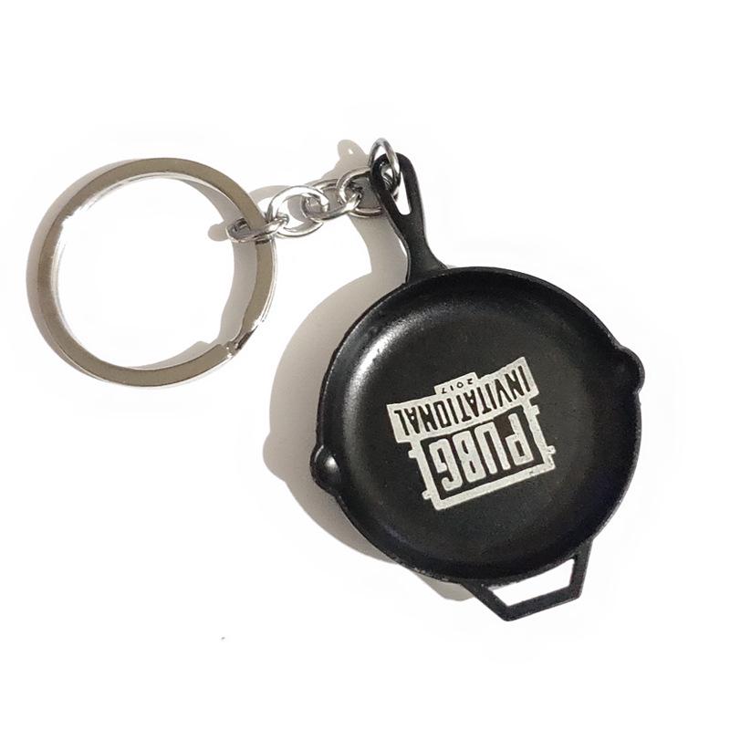 "12см брелок PUBG: Подарок: шлем 3-го уровня, сковорода и модель оружия 98KAWM.