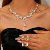 For Bestseller Fashionable Electroplated Polka Dots Alloy Necklace Earrings Set Office Ladies Trendy Drop-Shaped Accessories