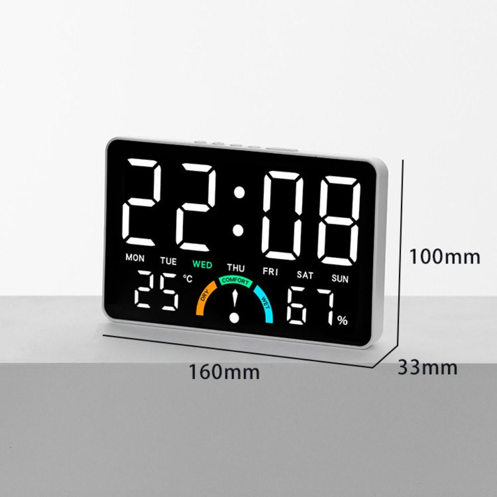 Wall-mounted Electronic Wall Clock Temperature Multi-functional Digital LED Clocks Home DST Display Table Clock for Bedroom
