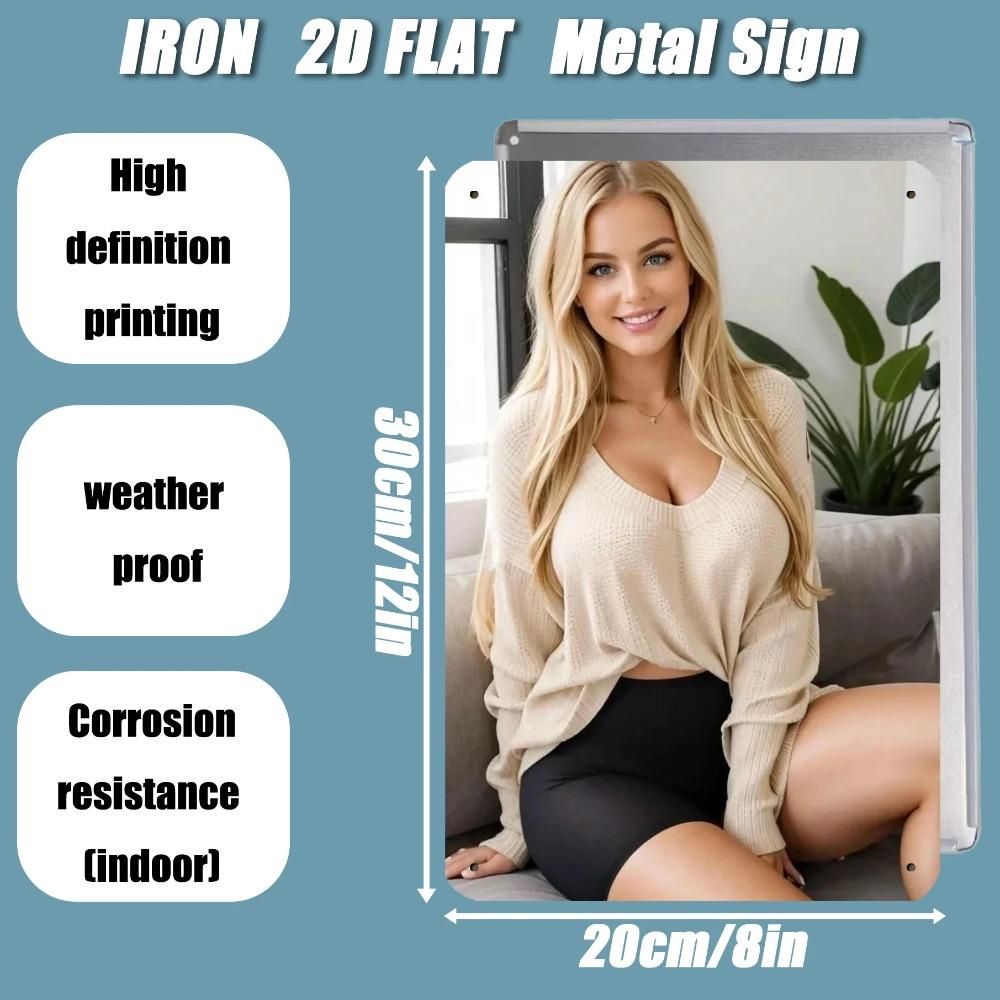 Винтажная металлическая настенная табличка Ретро портрет девушки Настенный декор для бара Дома Подарок 8x12 дюймов