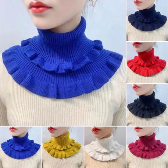 Women Fake Collar Double-Layered Ruffle Trim Autumn Winter False Collar Solid Color Detachable Collar Shirt Accessory