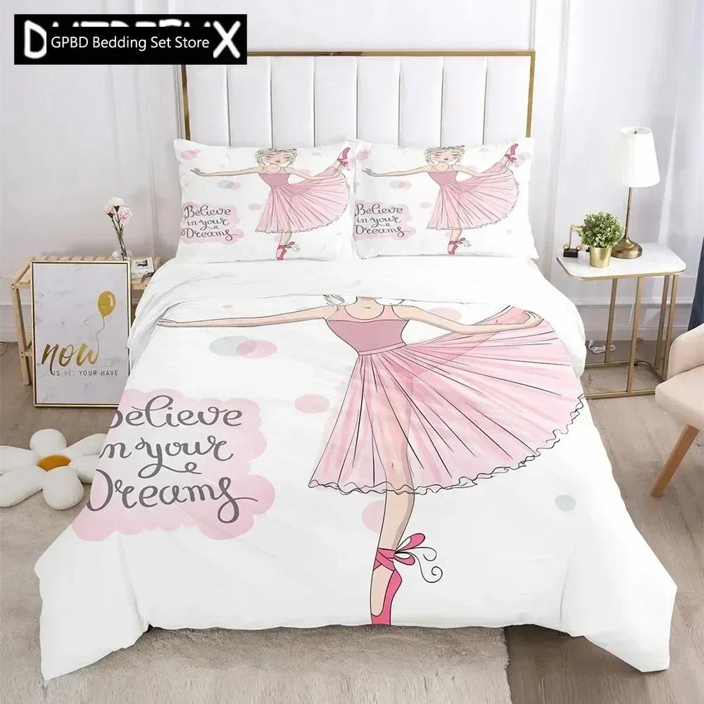 Cartoon Ballet Girl 3D Printed Bedding Set Duvet Covers Pillowcases Comforter Bedding Set Bedclothes Bed Linen