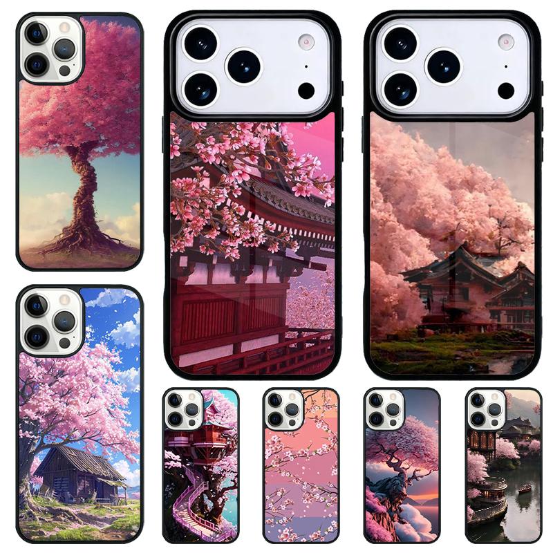Чехол для телефона «Домик на дереве с вишневым цветом» для iPhone 17 Air 16 15 11 12 14 13 Pro Max Ударопрочный чехол