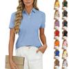 Женская блузка-топ в стиле business casual, с V-образным вырезом, коротким рукавом и пуговицами