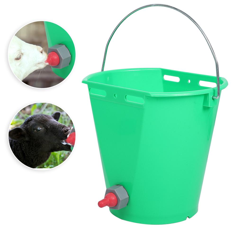 HL MP69 Plastic Multiple Nipples 8L High Capacity Lamb Milk Feed Bucket for Cattle Sheep Livestock(Single Nipple )