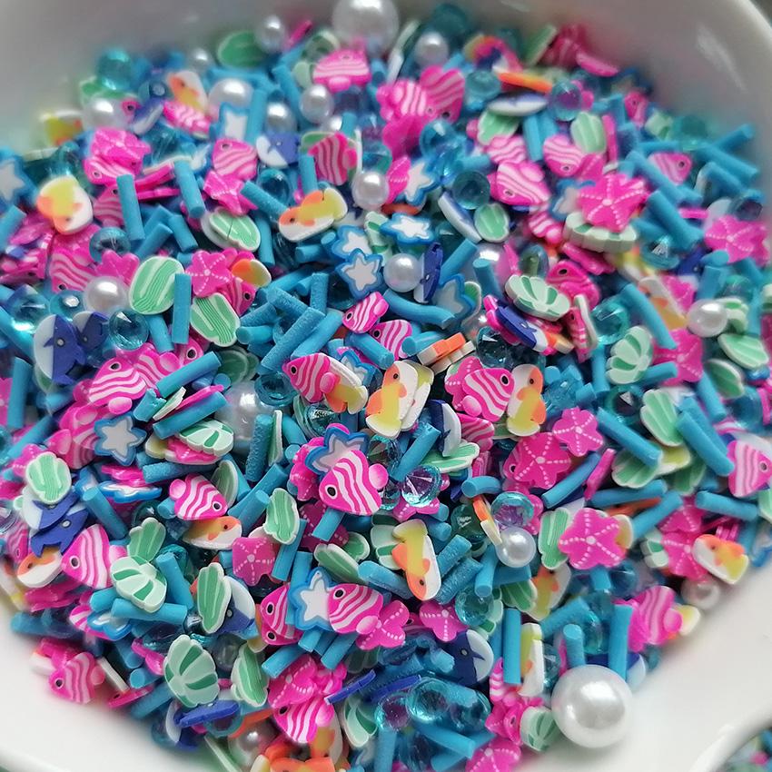 1kg DIY Craft Slime Filler Polymer Clay Slices Sea Animal Shell Starfish Shark Cactus Acrylic Rhinestones Polymer Clay Sprinkles