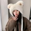 Утолщенная вязаная шапка с кошачьими ушками, морозостойкие меховые шапки, модные шапки из искусственного меха, женские аксессуары