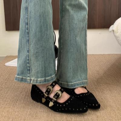 Главный пуш корейская версия моды универсальный темперамент 2025 осень новые повседневные женские туфли ретро остроносые одинарные туфли туфли Мэри Джейн