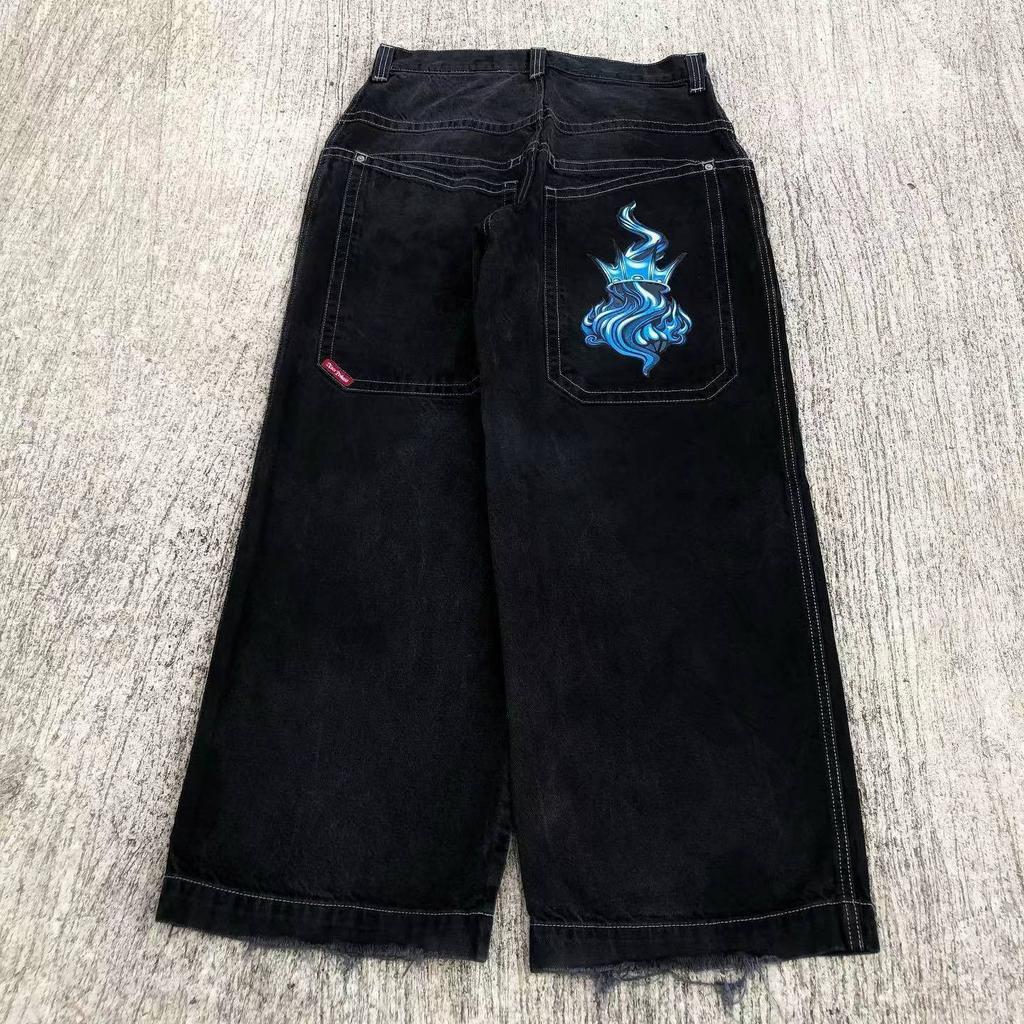 Unisex Y2K Baggy Jeans Men Harajuku 2000s Vintage Embroidered Jeans Hip Hop Streetwear Women Casual Wide Leg Jeans