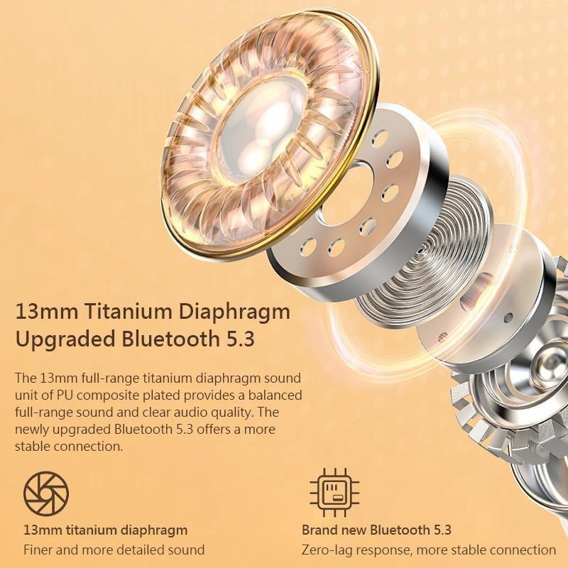 TWS Беспроводные наушники-вкладыши с зажимом для ушей Bluetooth5.3 Гарнитура с шумоподавлением Наушники для бега Беспроводные гарнитуры для активного отдыха