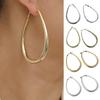 1 Pair Women Hoop Earrings Oval Shape Hollow Earrings Polished Copper Dangle