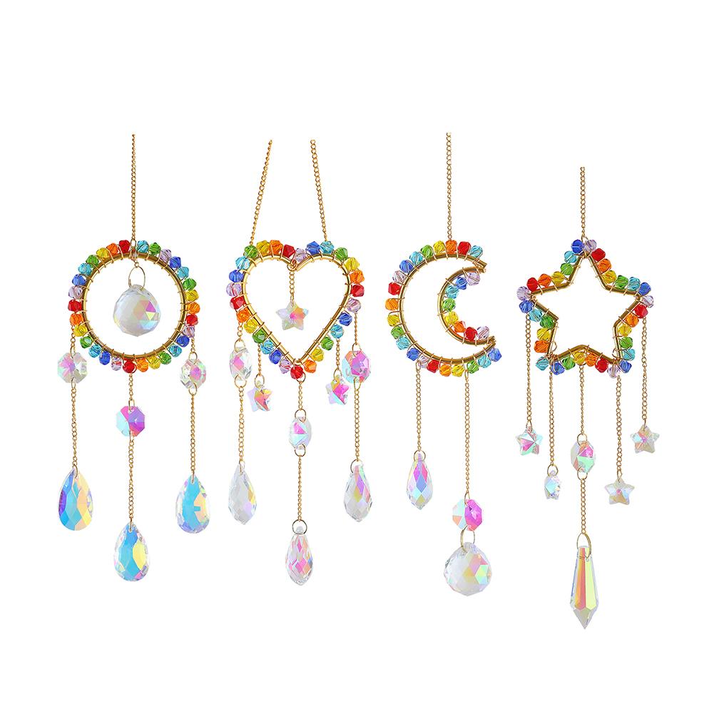 Colorful Beads Crystal Light Catching Jewelry Car Accessories Crystal Frame Pendant Window Accessories Outdoor Garden Decoration