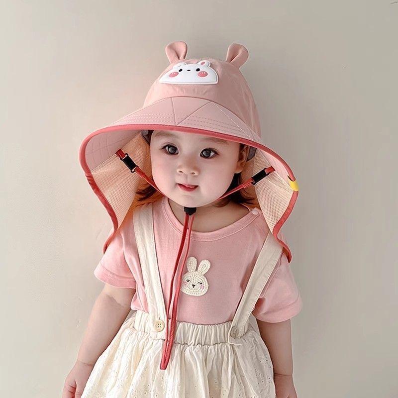 Kids Summer Wide Brim Sun Hat, Thin Empty Top Neck Protection Beach Hat for Boys Girls