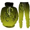 Men Sets Sweatshirt Suits 3D Print Scorpion Hoodie Sweatshirt Men's Tracksuit 2 Piece Casual Set Sportwear Men Jogging 2Pcs Sets