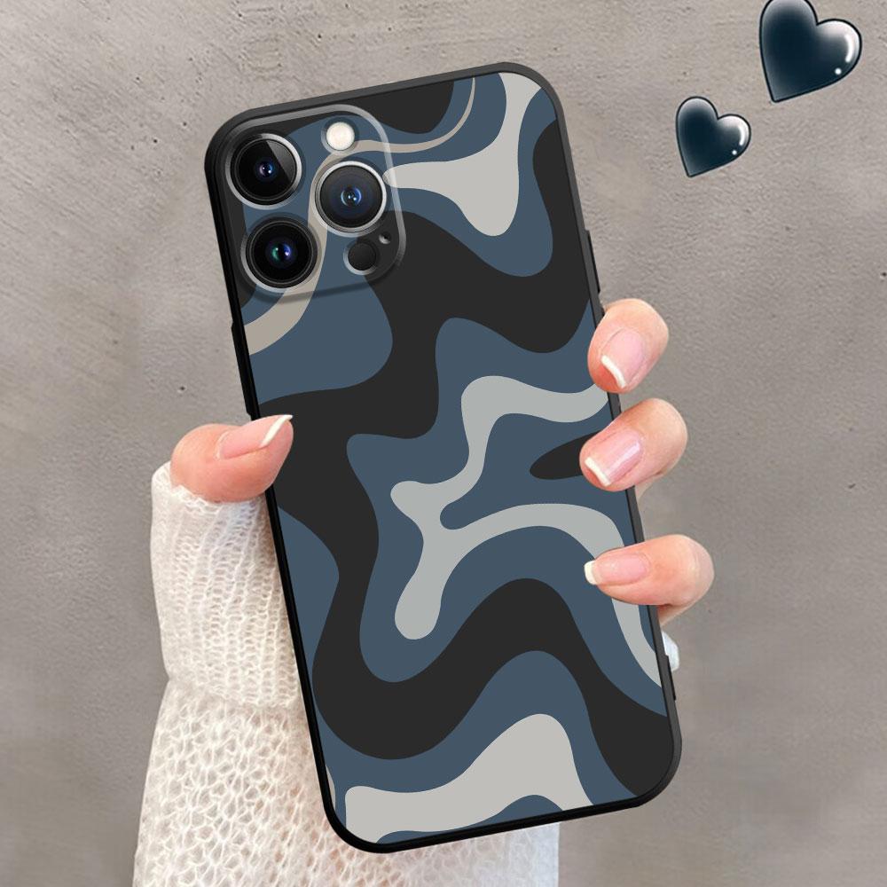 Чехол для телефона для iPhone XR XS X 13 Mini SE 7 8 6S 11 Pro Max 12 14 Plus Абстрактный узор с завихрениями в бежевом и шалфейном цвете Coque черный
