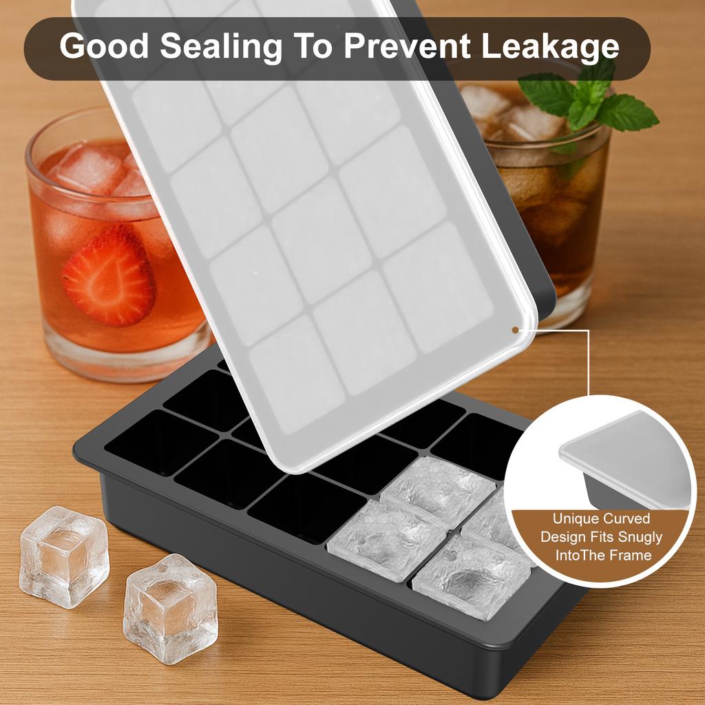 Силиконовый лоток для льда с крышкой, легко извлекаемая форма для льда для домашних кубиков льда