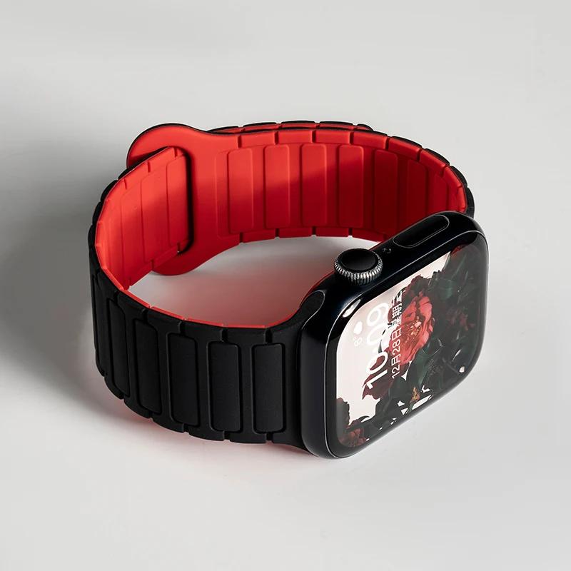 Силиконовый ремешок для Apple Watch Ultra 2 49 мм 42 мм 45 мм 41 мм 44 мм 40 мм Магнитный ремешок для iWatch Series 10 46 мм 9 8 7 6 SE 5 4 3