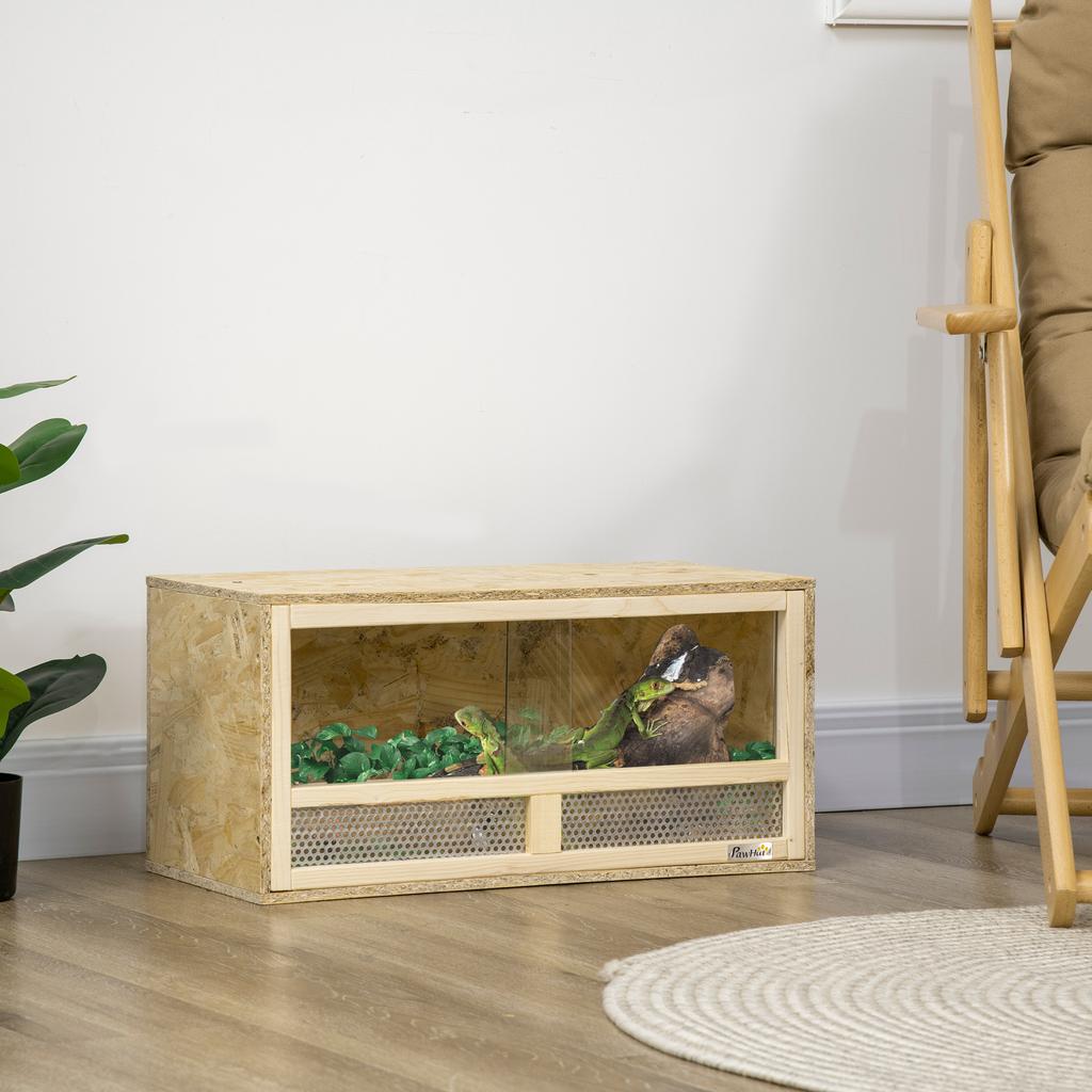 Reptile Terrarium Vivarium Habitat W Transparent Sliding Doors Breathable Mesh For Lizards Horned Frogs Snakes And