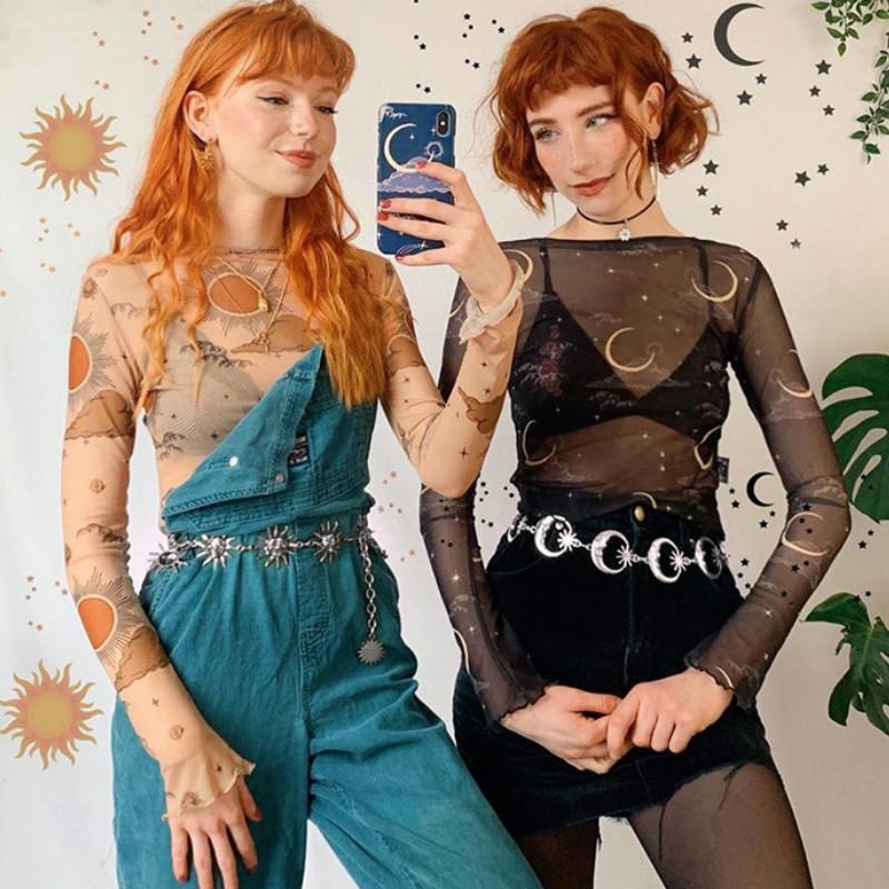Harajuku Панк Луна Металлические Ремни Женщины Винтаж Высокая Талия Цепи Поясные Ремни Готический Луна Солнце Щепка Подвеска Ремни Женские