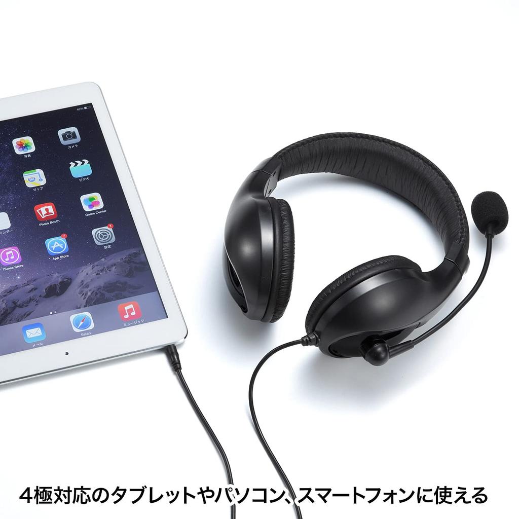 Sanwa Supply Гарнитура Мини-джек Бинауральный тип Большой Черный 3,5 мм (4 полюса) MM-HS401BK