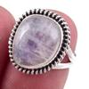 Natural Rainbow Moon Stone Gemstone Handmade 925 Sterling Silver Ring S.6 i7Z86