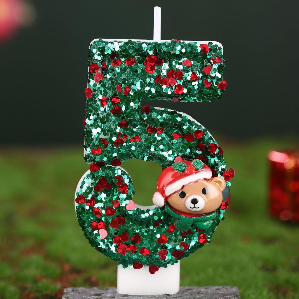Christmas Bear Number Candles: Holiday Cake Toppers & Decorations