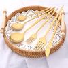 30/36Pcs Matte Gold Dinnerware Set Stainless Steel Knife Fork Spoon Dinner Cutlery Set Western Tableware Set Dessert Spoon