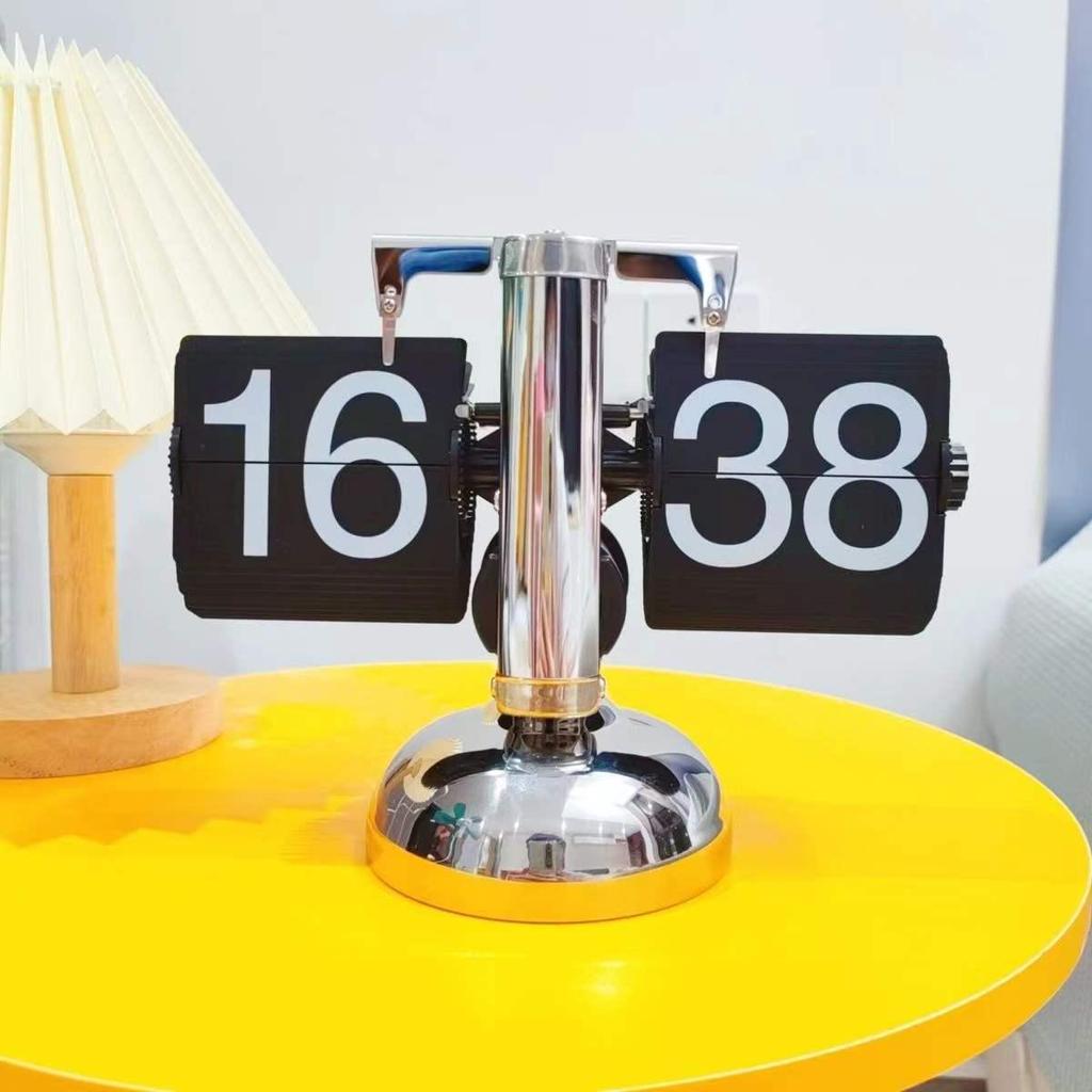 Creative Retro Flip Clock - Modern Simple Design, Ingenious Single-Leg Balance for Living Room Decor