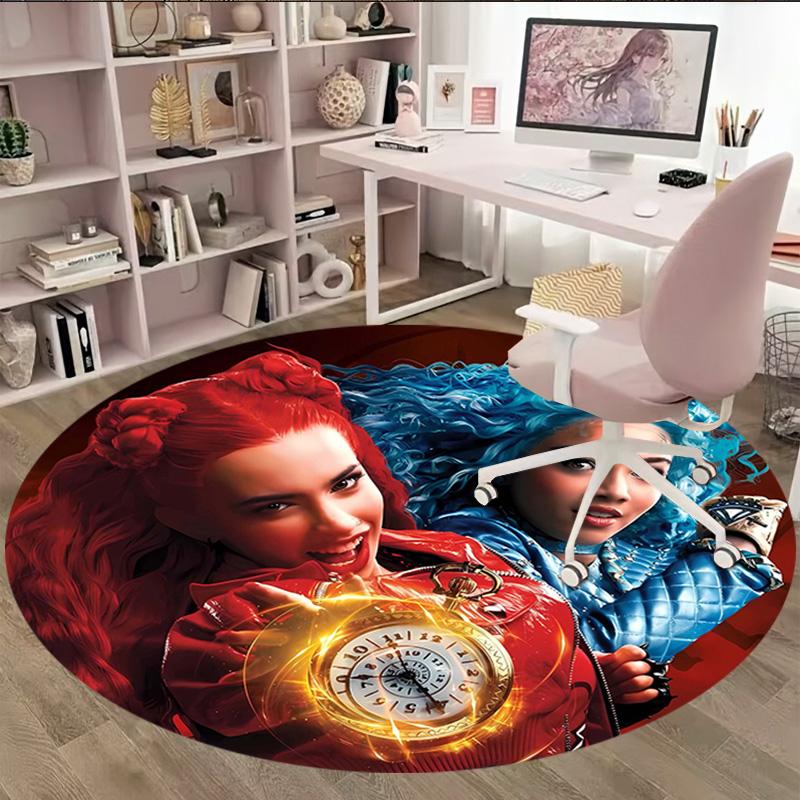 1pc Descendants The Rise of Red2 Print Round Carpet Chair Round Carpet Suitable for Bedroom Living Room Home Decorative Carpet