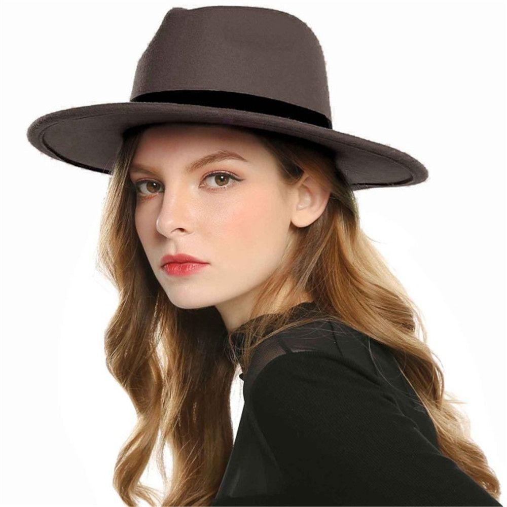 Winter Autumn Vintage Stage Performance Wide Brim Woolen Cowboy Hat Panama Fedora Hat Jazz Cap