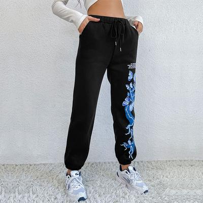 Женские модные повседневные брюки и капри с высокой талией и принтом бабочки