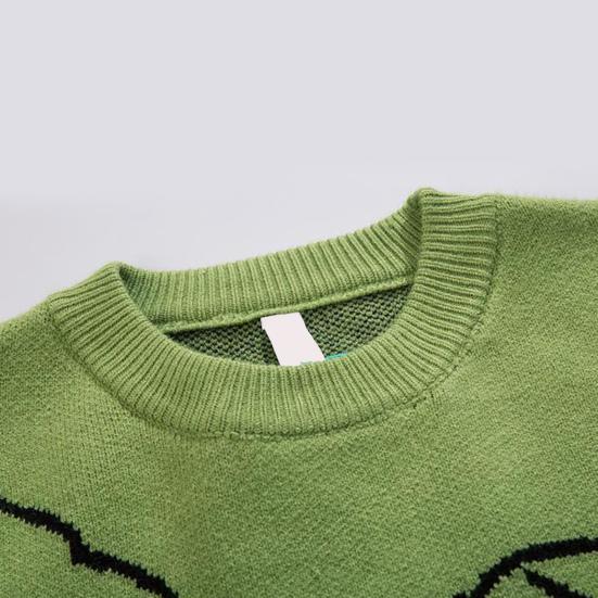 Мужской свитер осень-зима с рисунком динозавра, свободный свитер с круглым вырезом и длинными рукавами, в стиле хип-хоп, средней длины, для повседневной носки, работы, школы, улицы