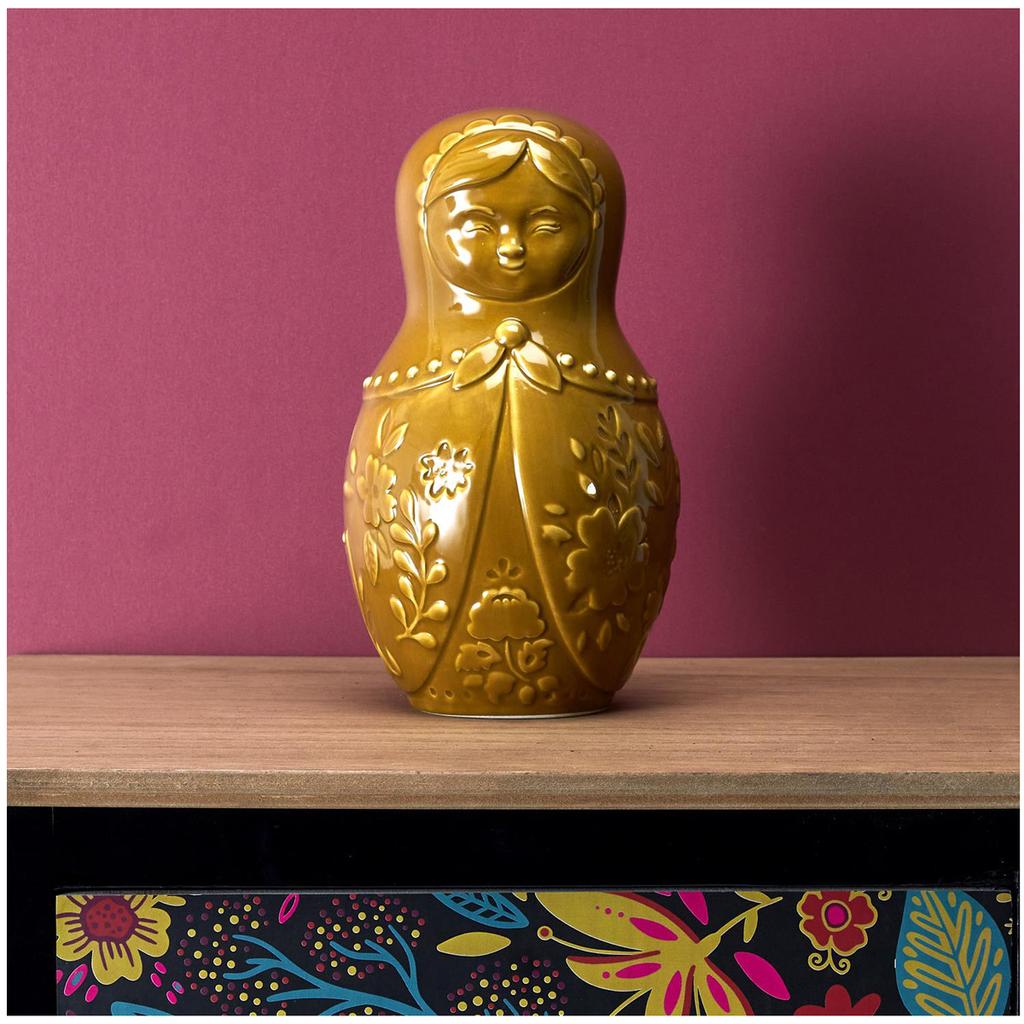 Les Trésors De Lily [A3670] - Керамическая копилка 'Русская кукла', охра - 20x11x10 см