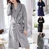 Men Women Plush Fleece Bath Robe Knee-Length Lapel Tie Design Water Absorbent Winter
