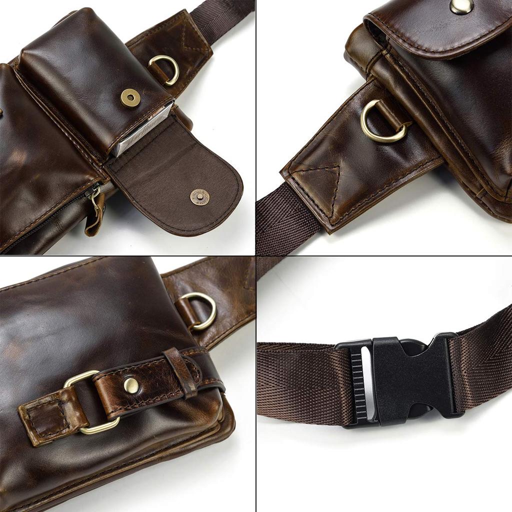 Luufan Поясная сумка из натуральной кожи для тела, из коровьей кожи, через плечо, на плечо, кожаная, большой вместимости, поясная, для смартфона, легкая, велосипедная сумка, мужская, 2-сторонняя сумка,