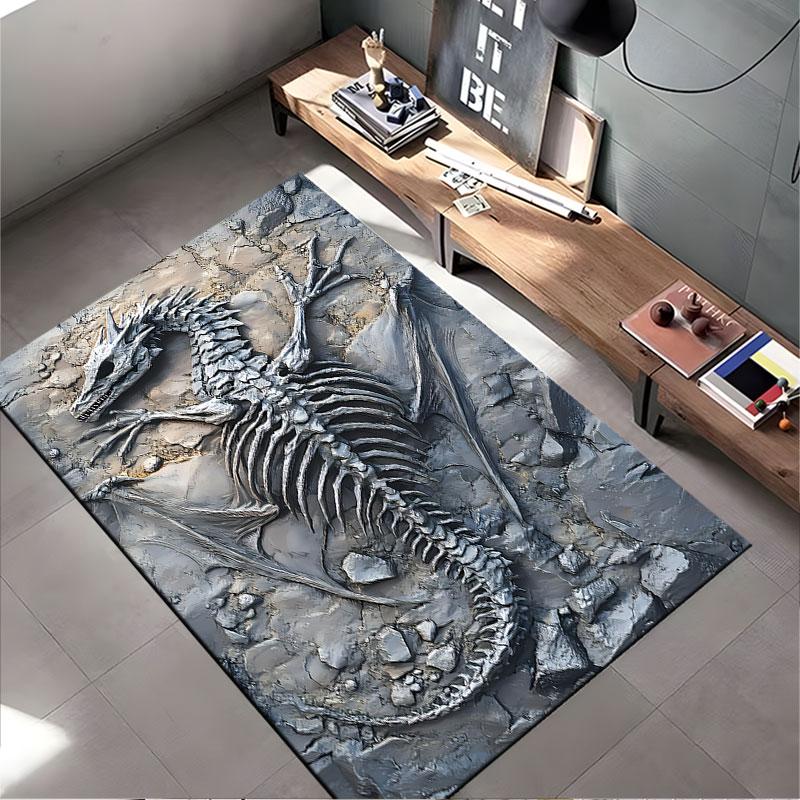 Dragon Fossil Pattern Carpet suitable as a non-slip mat for the living room or bedroom sofa