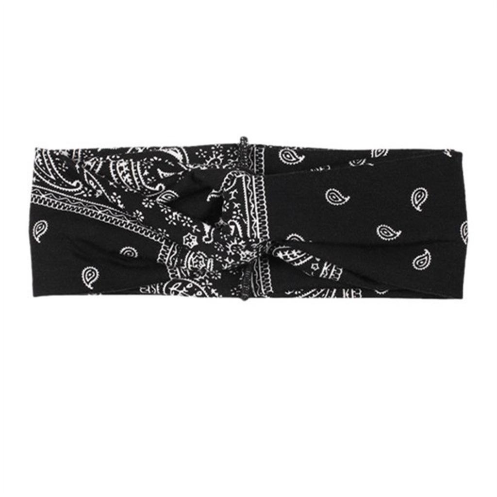 Bandana Printed Headband Women's Yoga Sports Hair Wrap Tie Paisley Twisted Stretchable Hair Band