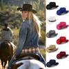 Tibetan Style Western Cowboy Hat Felt Cowgirl Cap Punk Sunscreen Bucket Hat Beach