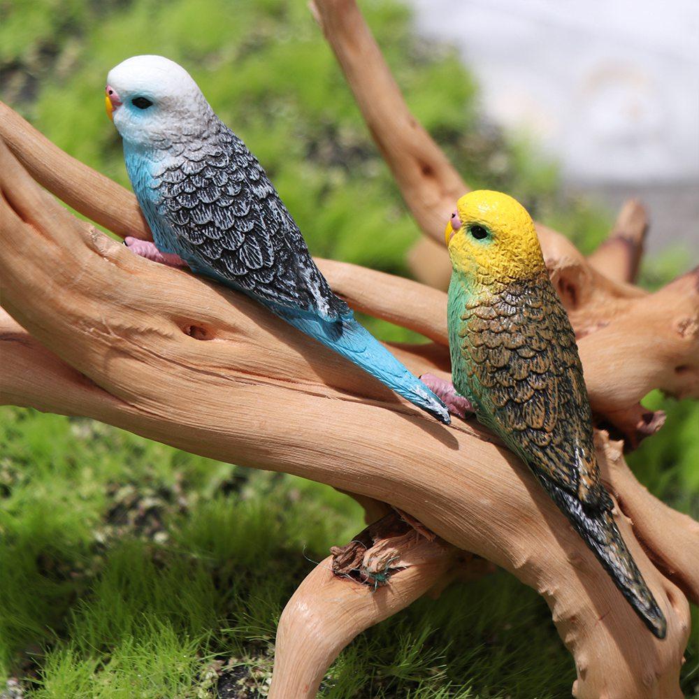 Miniatures Bird Figurines Educational Parrot Ornament Animal Sculpture Budgerigar Toy Tabletop