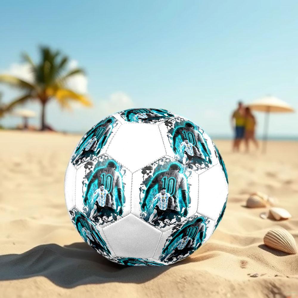 Lionel Messi Size 5 Soccer Ball, Machine-Stitched PVC, Durable & High Bounce, All Ages Fit, fan merchandise, matches & outdoor use.