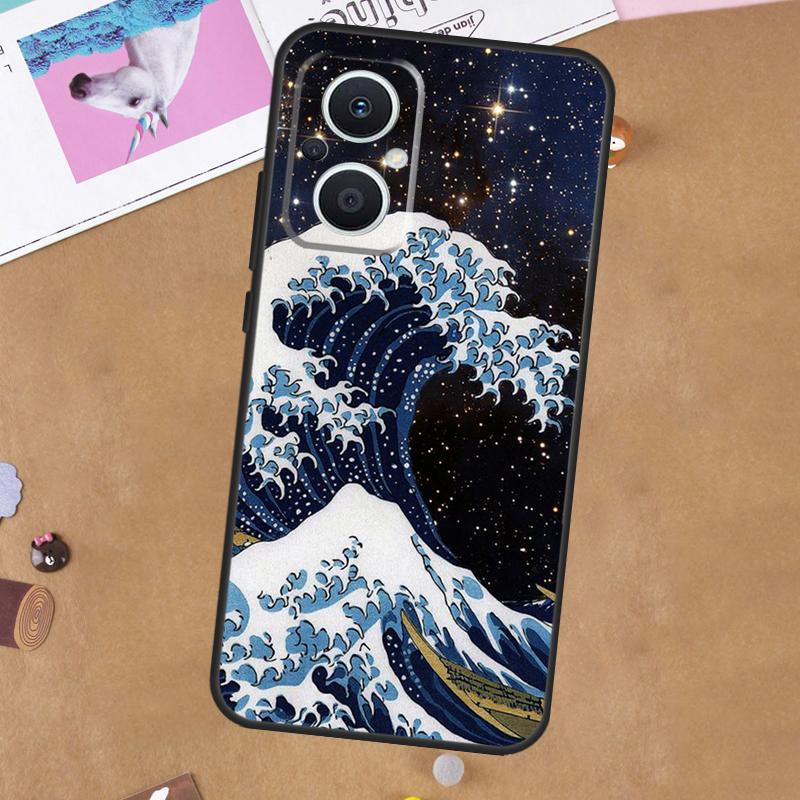 Японское искусство волн Для OPPO Reno 11F 12F 13F 14F 10 11 12 13 14 Pro 7 8 Lite 8T OPPO Find X5 X6 X8 X9 Pro Чехол