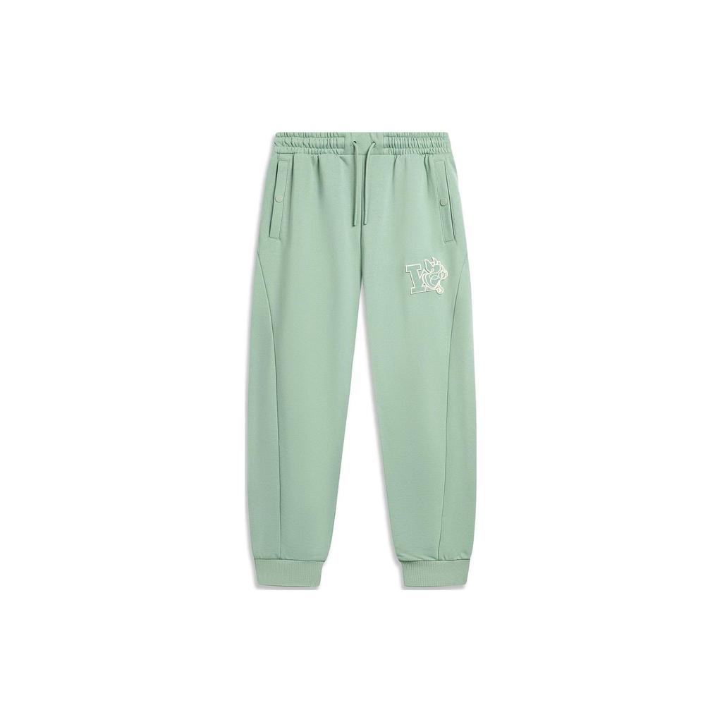 Li Ning Wade Series Embroidered Print Loose Fit Cuffed Knit Sports Pants Men Bottoms Jade-Green AKLTC31-2