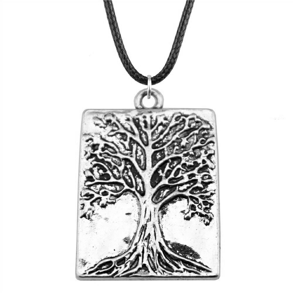 Антикварный кулон-ожерелье "Древо Жизни" Nature Boho Statement Jewelry 45см Кожаная цепочка