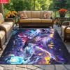 Anime Demon Area Rug, Dark Fire Water Theme Non-slip Floor Mat, Gamer Room Bedroom Decor Carpet, Washable Home Gift